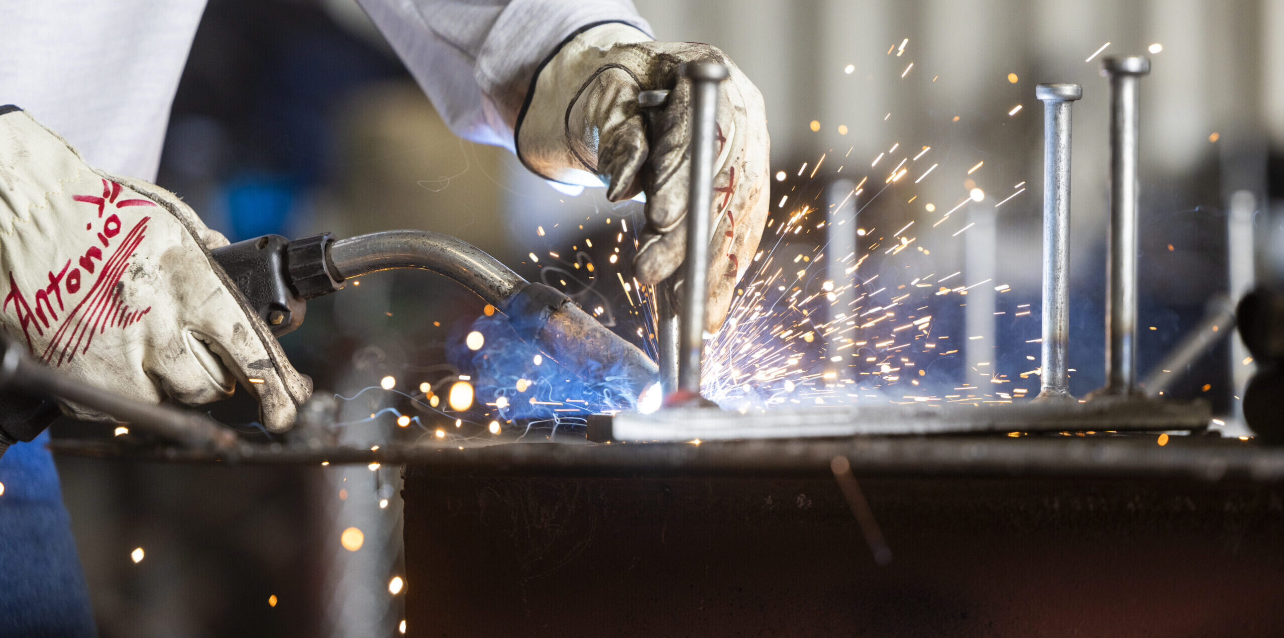 A man welding steel