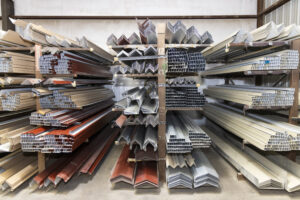 Racks of different types of steel